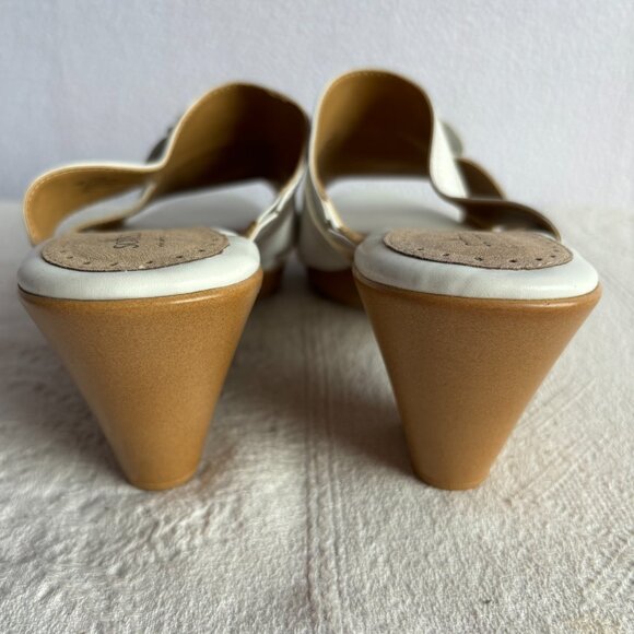 Strappy Leather Slide Sandals Heels with Flower - Picture 11 of 12